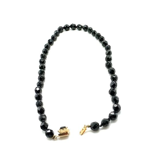 Classic Black Glass Faceted Bead Choker Necklace Single Strand 16" - Picture 5 of 15